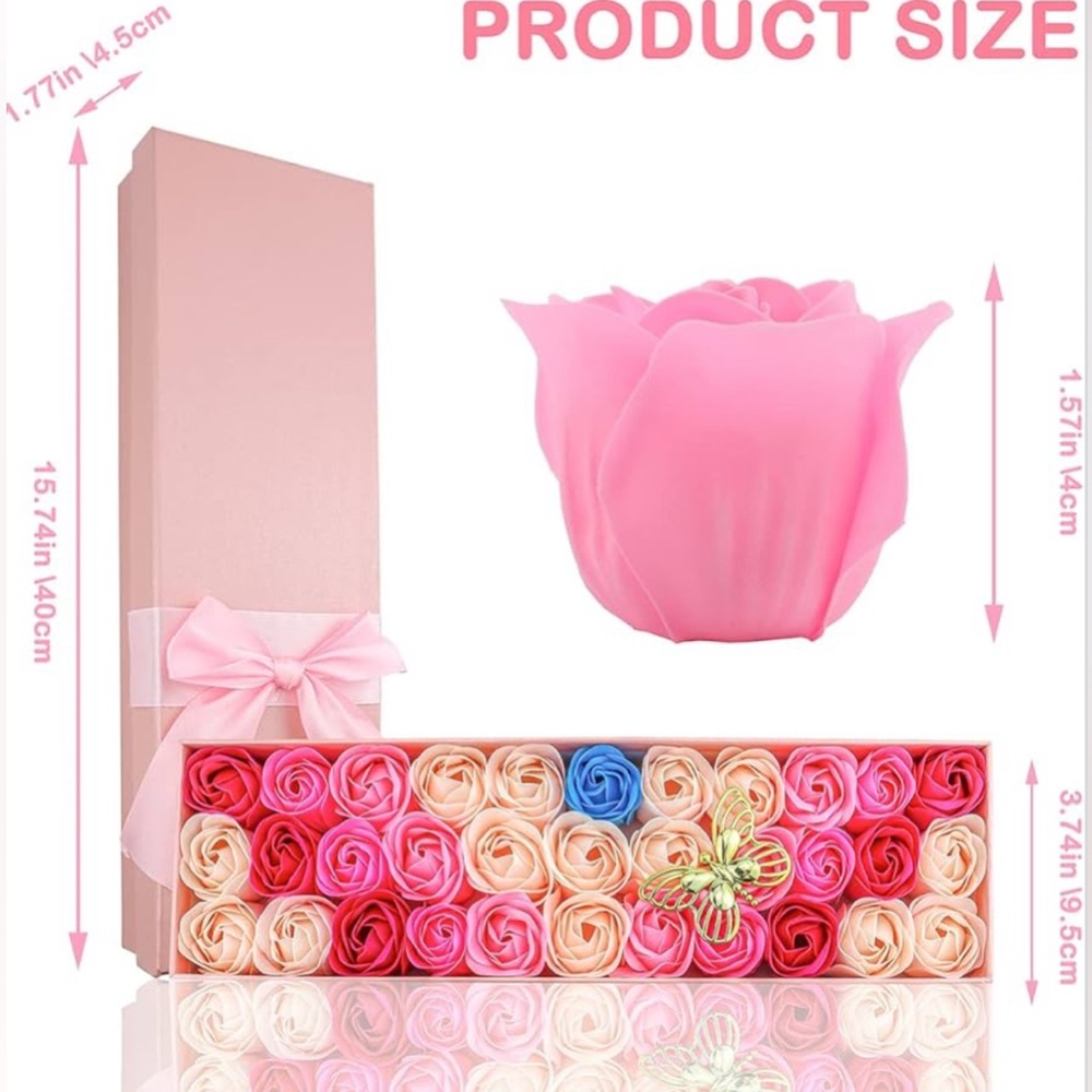NIB 33 Piece Floral Scented Bath Soap Rose Flower Petals - Picture 3 of 6